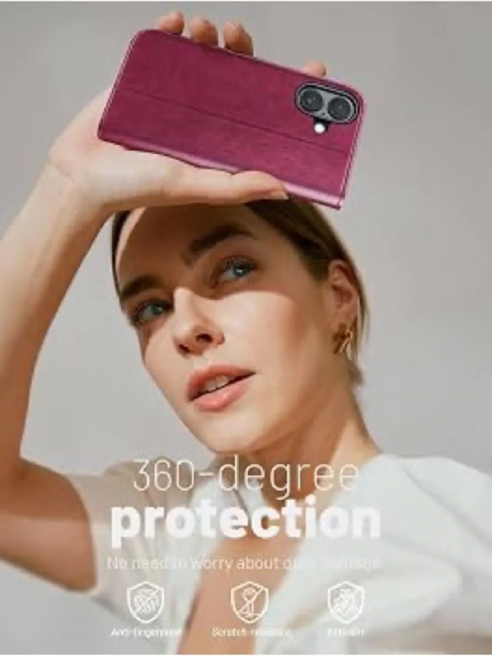 Premium Magenta Wallet Phone Case with Card Slots - iPhone 16 compatible